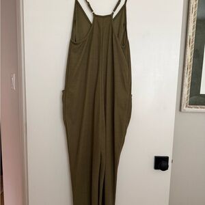 Olive Green Lightweight Jumpsuit with Adjustable Straps
